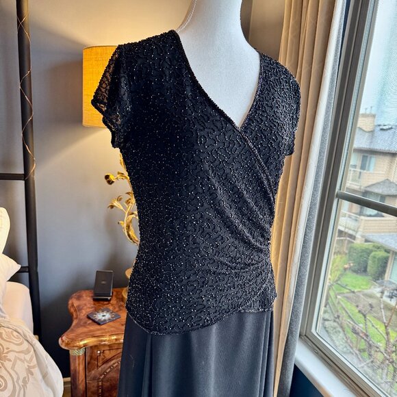 Black Sparkly Beaded Bodice Formal Gown - Picture 1 of 13
